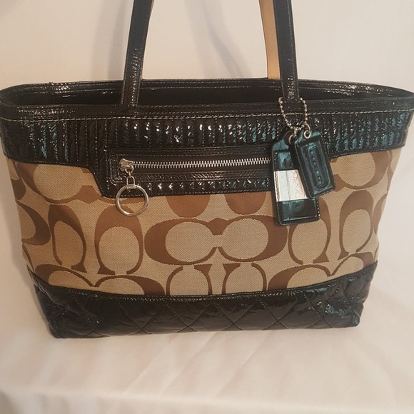Coach New  Poppy Sateen Signature Bonded Tote Zip 18676 - Picture 1 of 5